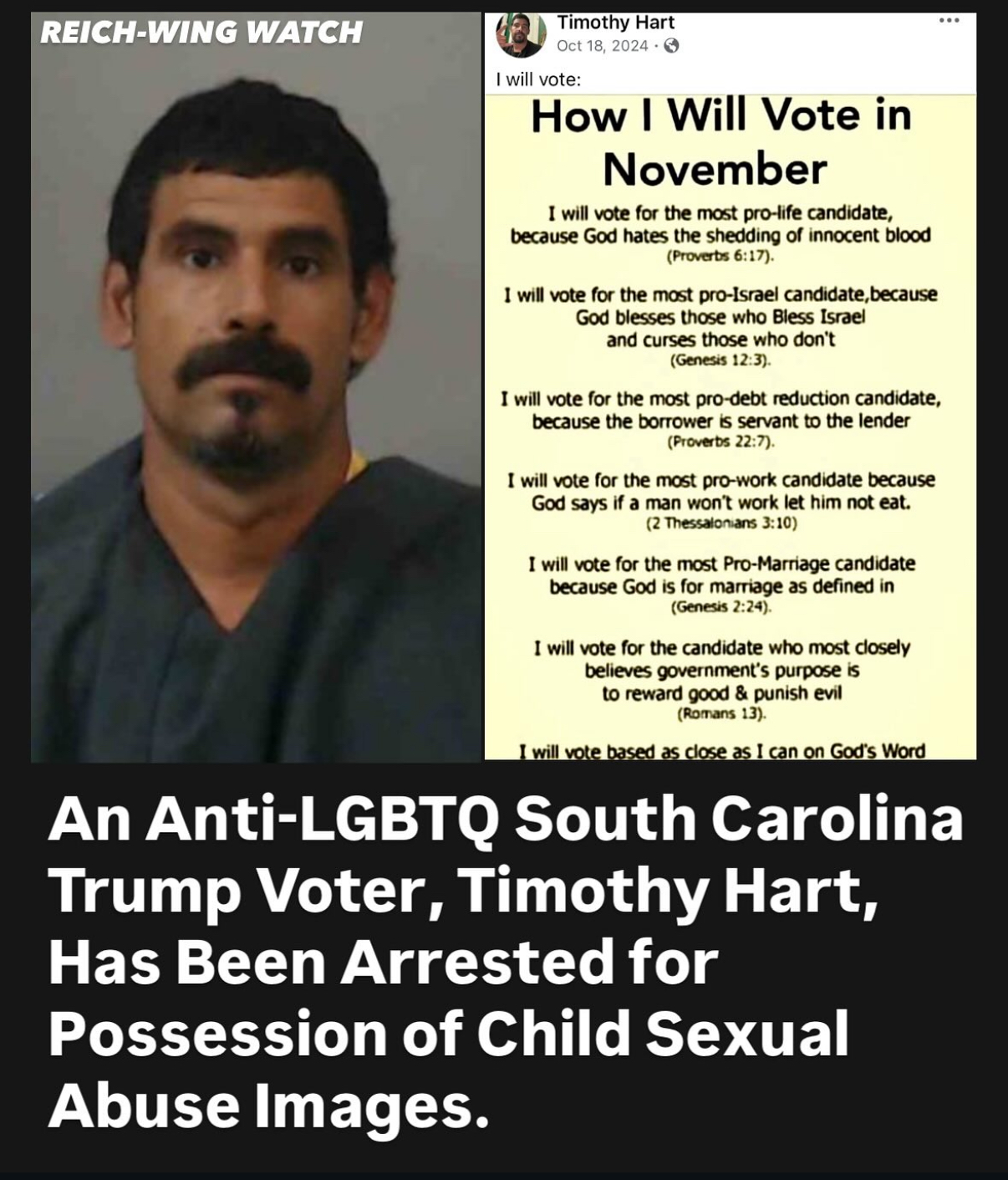 Timothy Hart, Trump supporter