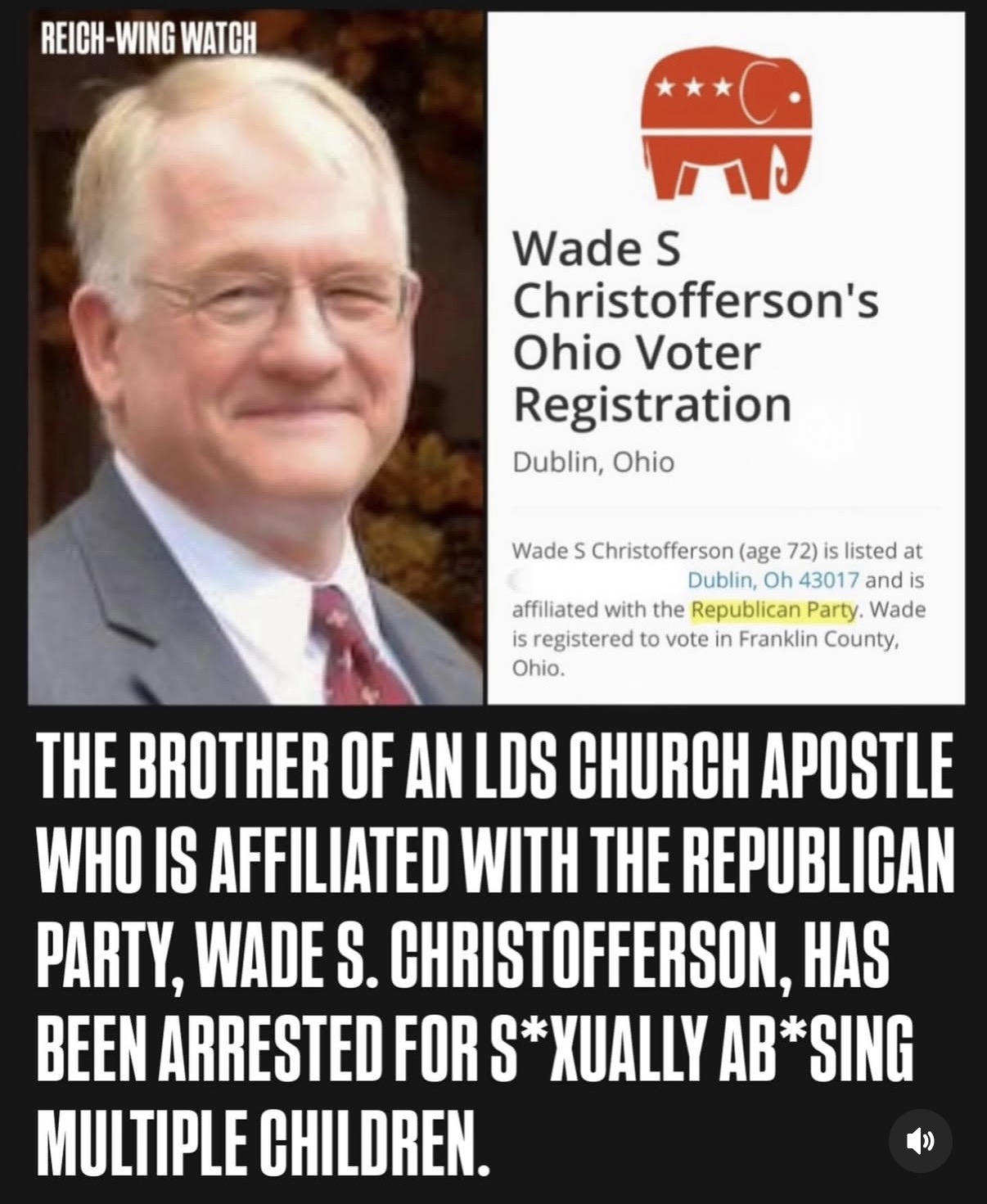 Wade Christofferson, GOP/LDS affiliated