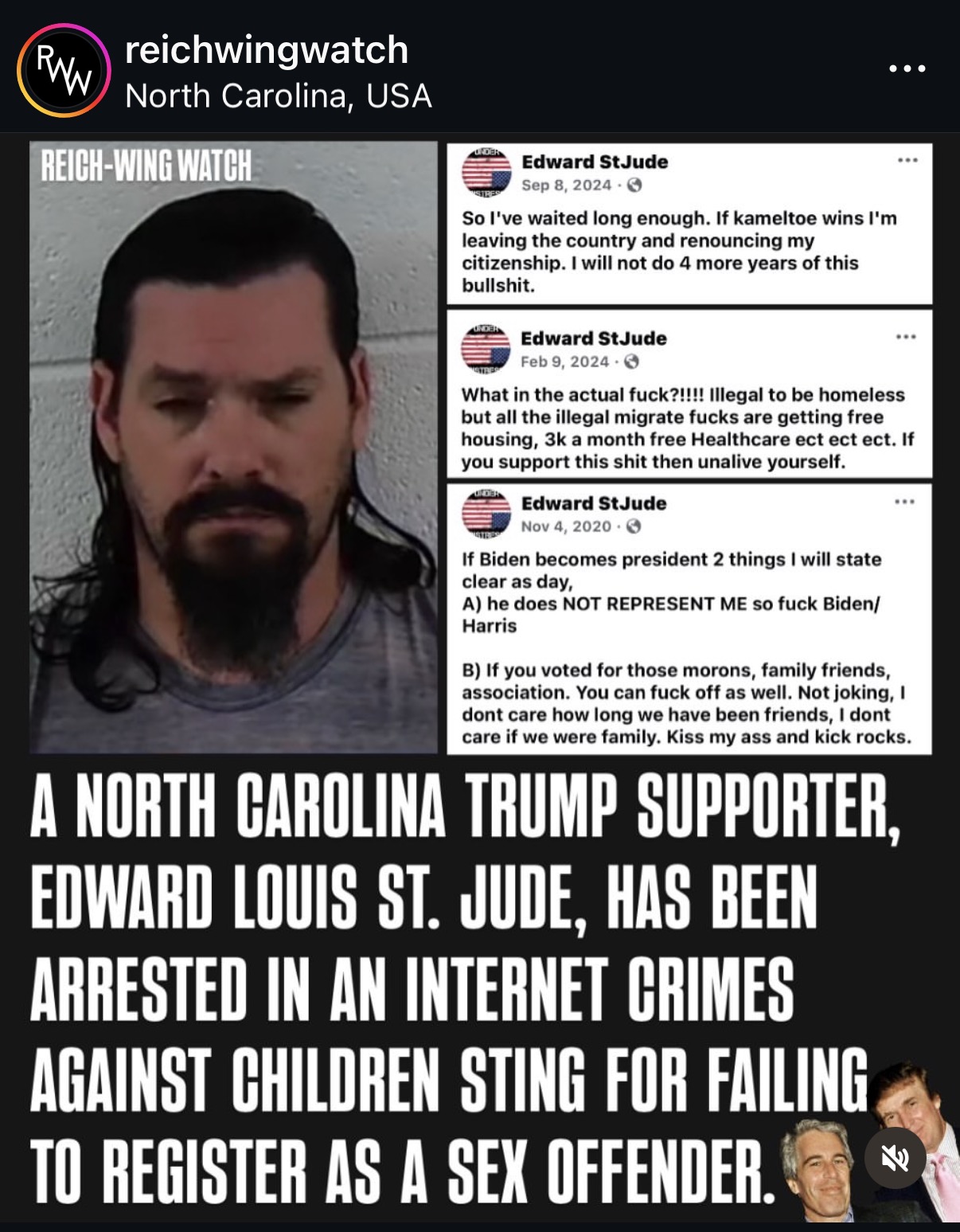 Edward Louis St. Jude, Trump supporter